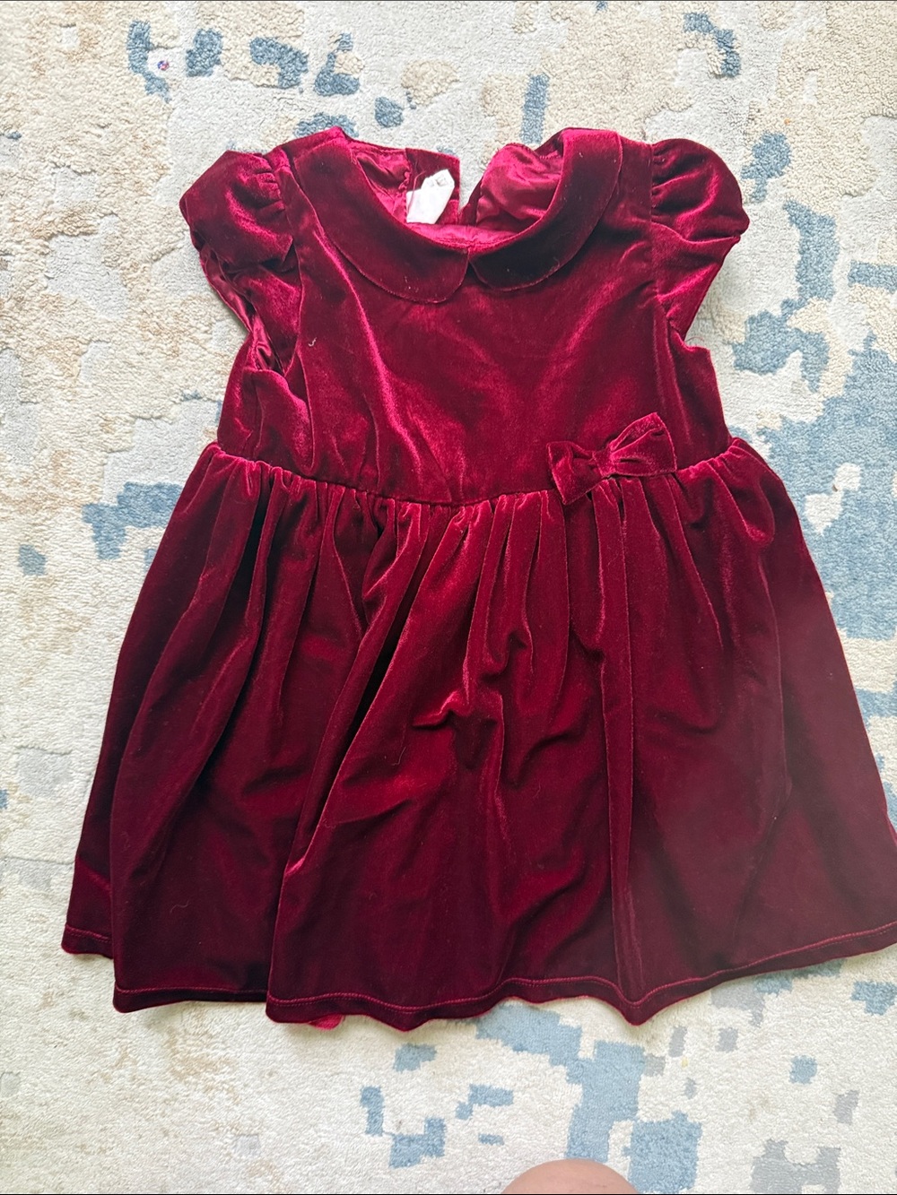 H&M Burgundy Velvet Girl's Party Dress with Bow.